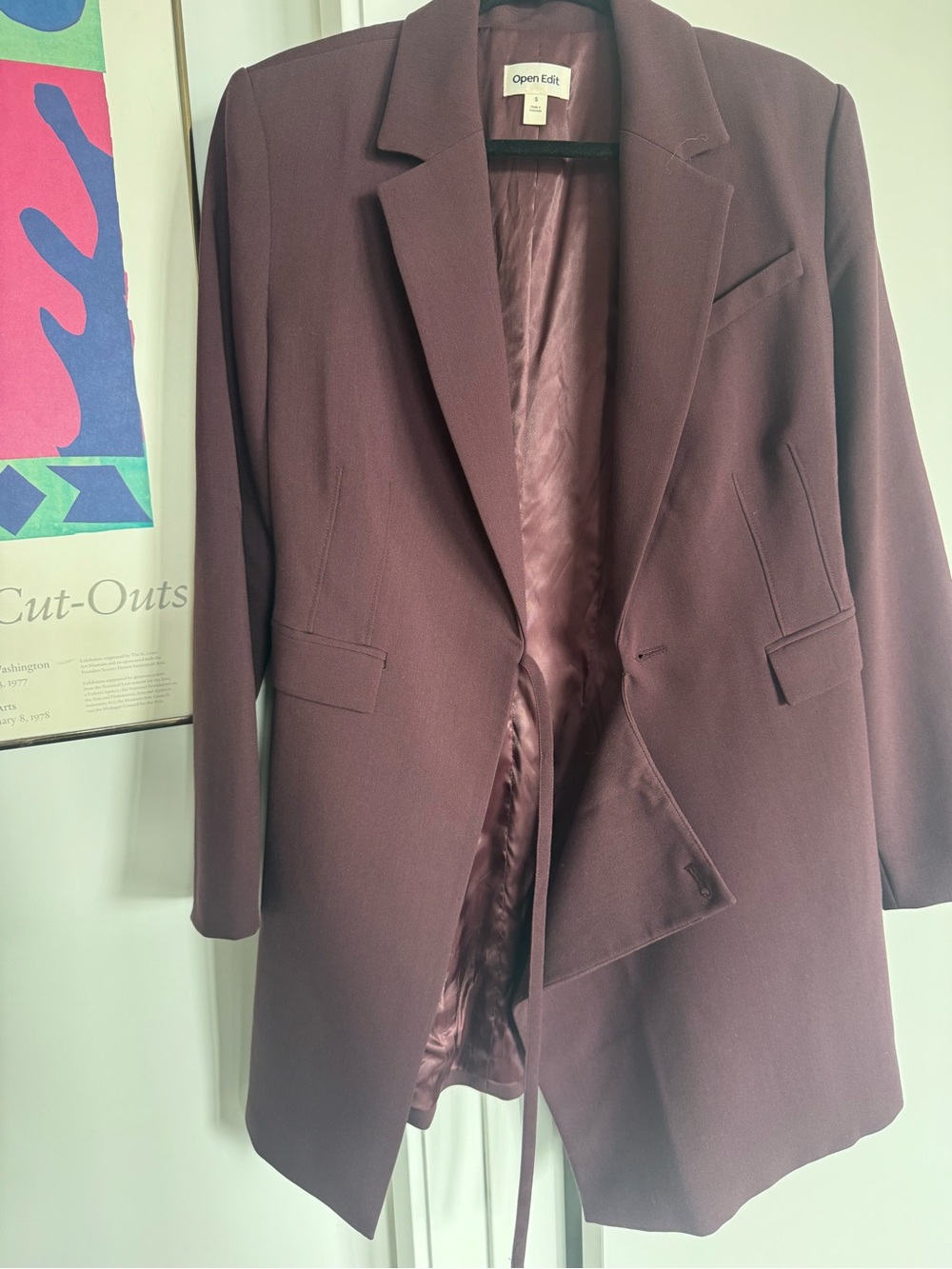 Open Edit Women's Plum Blazer Dress - Tailored Longline Sport Coat